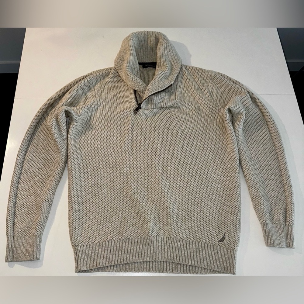 Nautica Gray Turtleneck Sweater Classic Knit Design